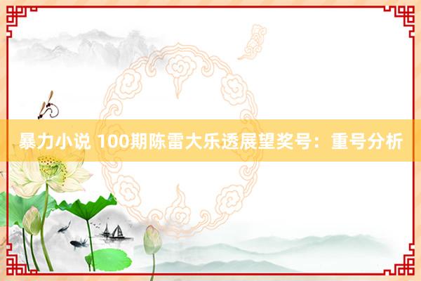 暴力小说 100期陈雷大乐透展望奖号：重号分析